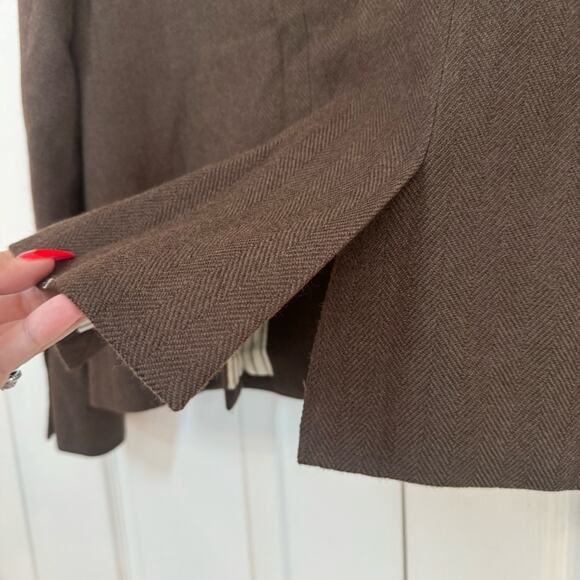 Juicy Couture Y2K Brown Herringbone Wool Blazer w/Silk Lining - Picture 6 of 11